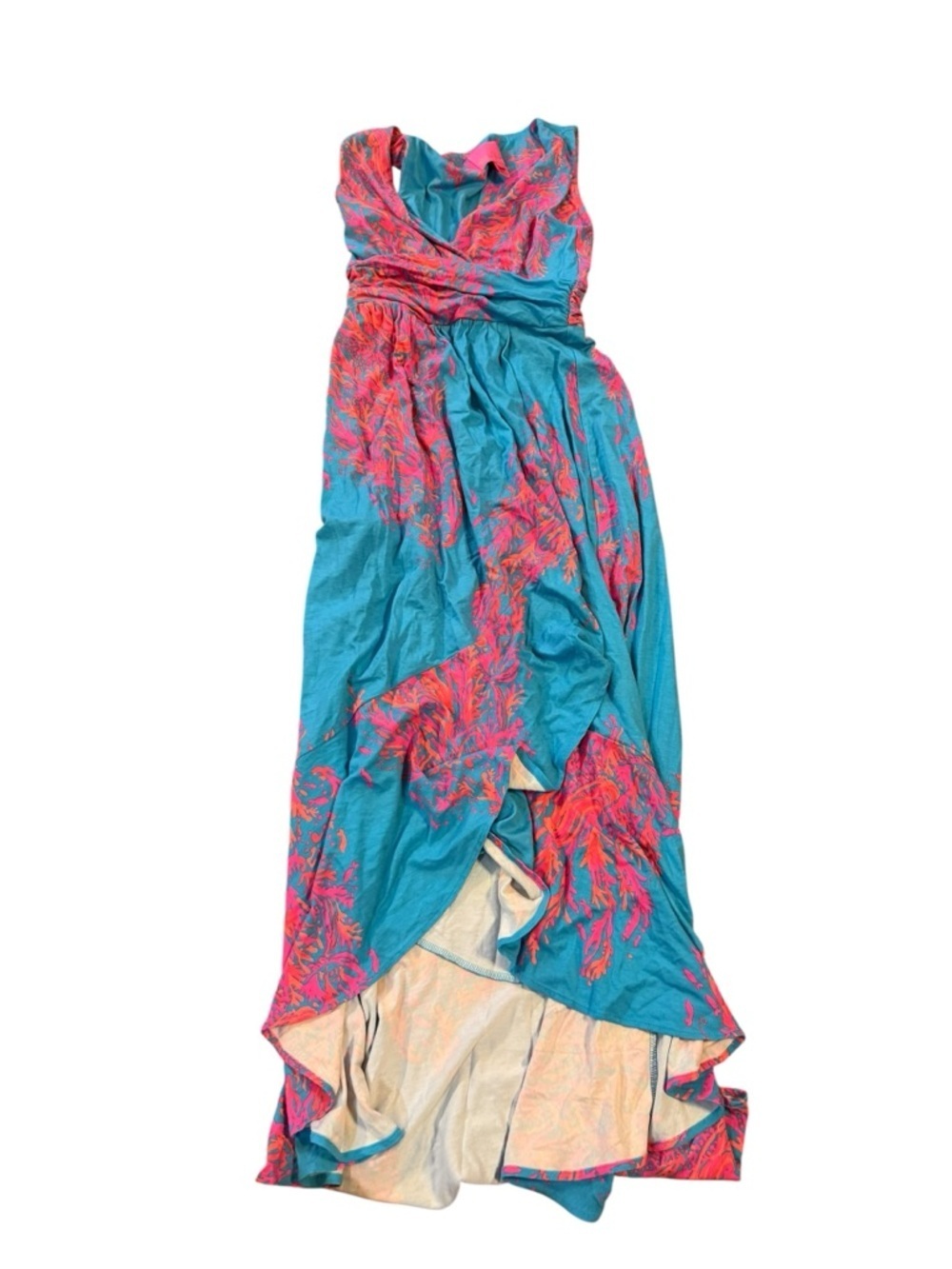 Lilly Pulitzer Teal Dress with Vibrant Coral Print